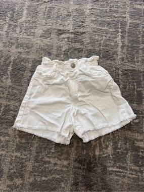 Zara White Girls Frayed Hem Elastic Waist Shorts